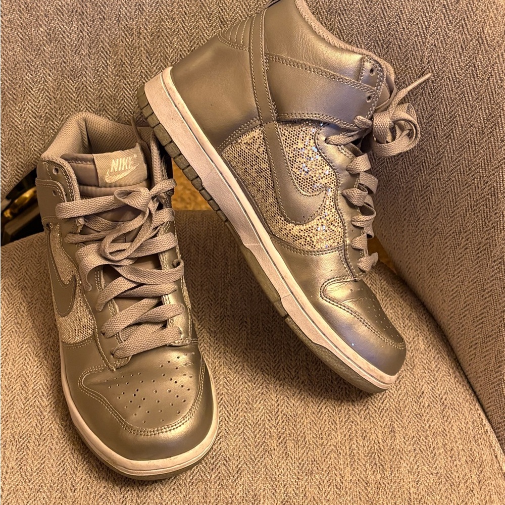 Nike Women's Silver Metallic High-Top Sneakers